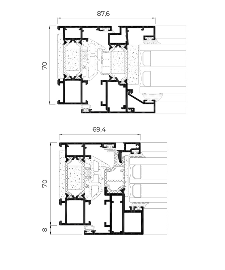 Cortizo COR 70 Industrial – détail du profil